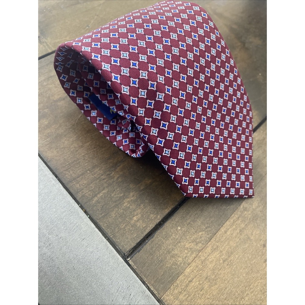 Trevisan Venezia Mens Red Diamond Silk Tie‎ Made in Italy